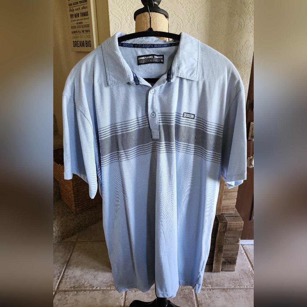 Dixxon Light Blue Polo with Black Stripe Accents